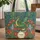Green Dragon Antique Books Floral Wreath - Personalized Everyday Carry Gift Quilted Tote Bag - 1