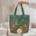 Green Dragon Antique Books Floral Wreath - Personalized Everyday Carry Gift Quilted Tote Bag - 5