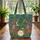 Green Dragon Antique Books Floral Wreath - Personalized Everyday Carry Gift Quilted Tote Bag - 3