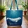 White Beluga Whale Ocean Ripple Water Coral Scene - Ocean Lover Everyday Carry Gift Quilted Tote Bag - 3