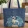 Majestic Dragon Blue Roses Vines Personalized Name - Everyday Carry Gift Quilted Tote Bag - 1