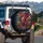 Red Dragon Wings Claws Gold Floral Blooms Teal Foliage - Unique Outdoor Car Accessory Spare Tire Cover - 3