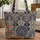 Swirling Damask Ornate Antique Books Floral Wreath - Everyday Carry Gift Quilted Tote Bag - 1