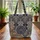 Swirling Damask Ornate Antique Books Floral Wreath - Everyday Carry Gift Quilted Tote Bag - 3