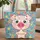 Pig Face Star Cartouche Swirling Lines Stars Leaves - Everyday Carry Gift for Kids Quilted Tote Bag - 1