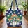 Rainbow Mushroom Daisy Floral Wreath Your Name Everyday Carry Gift Quilted Tote Bag - 3