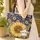 Navy Goldenrod Sunflower Distressed Star Cartouche Personalized Everyday Travel Carry Gift Quilted Tote Bag - 4