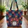 Floral Folk Art Patchwork Quilt Cross Stitch Name Everyday Carry Gift Quilted Tote Bag - 3
