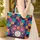 Floral Folk Art Patchwork Quilt Cross Stitch Name Everyday Carry Gift Quilted Tote Bag - 4