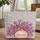 Pink Purple Tulip Blossoms Green Leaves Floral Wreath Flowing Calligraphy Name - Everyday Carry Gift Quilted Tote Bag - 1