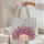 Pink Purple Tulip Blossoms Green Leaves Floral Wreath Flowing Calligraphy Name - Everyday Carry Gift Quilted Tote Bag - 5