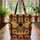 Black Bee Botanical Sunflowers Leaves Vertical Stripes Curved Scroll Everyday Carry Gift Quilted Tote Bag - 3
