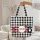 Red Hearts Paw Prints Compact Frame Black White Buffalo Check - Everyday Carry Gift for Pet Lover Quilted Tote Bag - 5