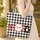 Red Hearts Paw Prints Compact Frame Black White Buffalo Check - Everyday Carry Gift for Pet Lover Quilted Tote Bag - 4