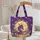 Purple Dragon Glowing Yellow Eyes Lotus Flowers Lily Pads Moon Scroll - Everyday Carry Gift Quilted Tote Bag - 5