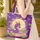 Purple Dragon Glowing Yellow Eyes Lotus Flowers Lily Pads Moon Scroll - Everyday Carry Gift Quilted Tote Bag - 4