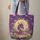 Purple Dragon Glowing Yellow Eyes Lotus Flowers Lily Pads Moon Scroll - Everyday Carry Gift Quilted Tote Bag - 6