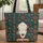 Native American Bison Head Feather Personal Name Plaque - Everyday Carry Gift for Traveler Quilted Tote Bag - 1