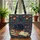 Black Cat Books Sleeping Folk Art Botanicals - Everyday Carry Bookworm Gift Quilted Tote Bag - 3