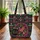 Bird Floral Medallion Name Hoop Floral Sprigs - Everyday Carry Gift Quilted Tote Bag - 3