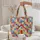 Personalized Name Patchwork House Buttons Fabric Squares - Everyday Carry Gift Quilted Tote Bag - 5