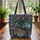 Black Dragon Antique Books Botanical Flowers - Everyday Carry Dragon Book Lover Gift Quilted Tote Bag - 3
