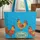 Three Chickens Blue Dot Background Small Floral Wreath Custom Name - Everyday Carry Gift Quilted Tote Bag - 1