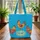Three Chickens Blue Dot Background Small Floral Wreath Custom Name - Everyday Carry Gift Quilted Tote Bag - 3