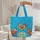 Three Chickens Blue Dot Background Small Floral Wreath Custom Name - Everyday Carry Gift Quilted Tote Bag - 5