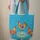 Three Chickens Blue Dot Background Small Floral Wreath Custom Name - Everyday Carry Gift Quilted Tote Bag - 6
