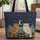 Majestic Owls Starry Night Crescent Moon - Everyday Carry Gift for Owl Lover Quilted Tote Bag - 1