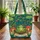 Green Frog Red Mushroom Lily Pad Dragonfly Butterfly - Everyday Carry Wildlife Gift Quilted Tote Bag - 3