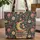 Golden Crescent Moon Books Botanical Flowers Name Scroll - Everyday Carry Gift Quilted Tote Bag - 1