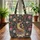 Golden Crescent Moon Books Botanical Flowers Name Scroll - Everyday Carry Gift Quilted Tote Bag - 3