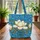 Magnolia Bloom Personalized Name Floral Wreath - Everyday Carry Gift Quilted Tote Bag - 3