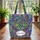 Rainbow Swirl Cat Face Floral Wreath - Everyday Carry Gift Quilted Tote Bag - 3