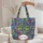 Rainbow Swirl Cat Face Floral Wreath - Everyday Carry Gift Quilted Tote Bag - 5