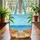 Beach Chairs Palm Trees Hibiscus Tropical Leaves Ocean Waves - Travel Essentials Quilted Tote Bag - 3