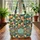 Geometric Star Interlocking Shapes Blossom Leaves - Everyday Carry Gift Quilted Tote Bag - 3