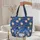 Majestic Blue Winged Dragon Blooming Roses Green Foliage Heart Everyday Carry Gift Quilted Tote Bag - 5