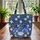 Majestic Blue Winged Dragon Blooming Roses Green Foliage Heart Everyday Carry Gift Quilted Tote Bag - 3