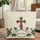 Ornate Wooden Cross Magnolia Botanical Garland Personalized Name Wreath Everyday Carry Gift Quilted Tote Bag - 1