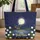 Moon Cottage Water Lily Flowers Night Scene - Everyday Carry Gift for Gardeners Quilted Tote Bag - 1