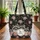 Raccoons Among Pink Roses Green Foliage Floral Wreath Wildlife Lover Gift Quilted Tote Bag - 3