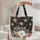 Raccoons Among Pink Roses Green Foliage Floral Wreath Wildlife Lover Gift Quilted Tote Bag - 5