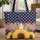 Sunflower American Stars Stripes - Everyday Carry Travel Market Day Gift Quilted Tote Bag - 1