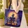 Gothic Haunted House Full Moon Pumpkins Bats Wooden Sign - Halloween Storybook Gift Quilted Tote Bag - 4