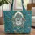 White Bison Tribal Feather Head Floral Wreath - Wildlife Lover Everyday Carry Gift Quilted Tote Bag - 1