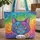 Cat Face Rainbow Swirls Name Text - Everyday Carry Gift Quilted Tote Bag - 1