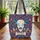 Fluid Organic Blue Horn Bison Dreamcatcher Personal Name - Western Lover Gift Quilted Tote Bag - 3